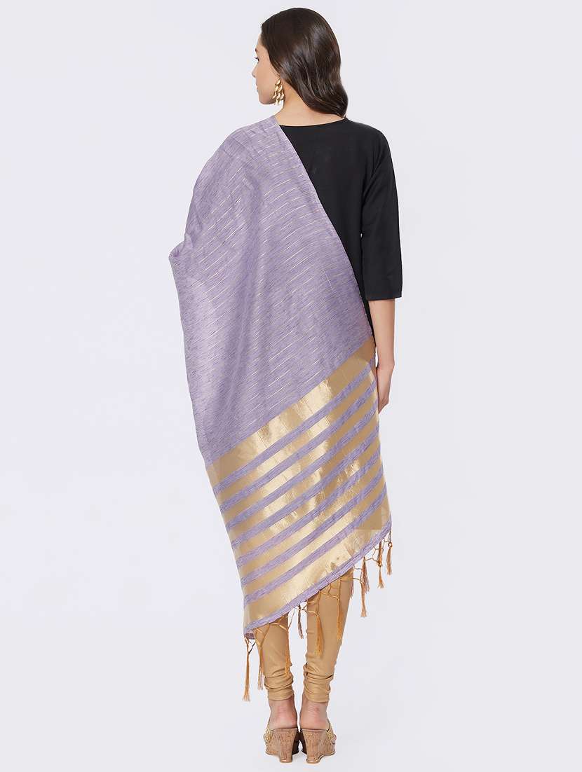 zari self-design plain dupatta - 15657901 -  Standard Image - 3