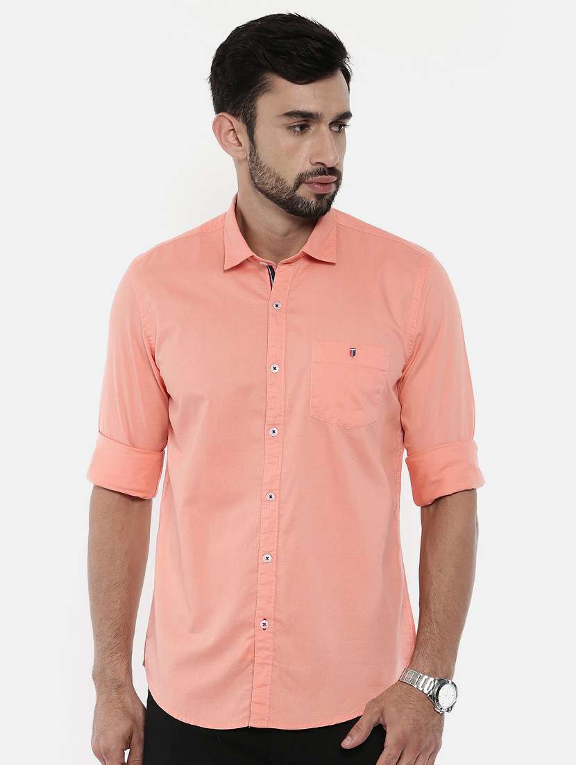 orange cotton casual shirt