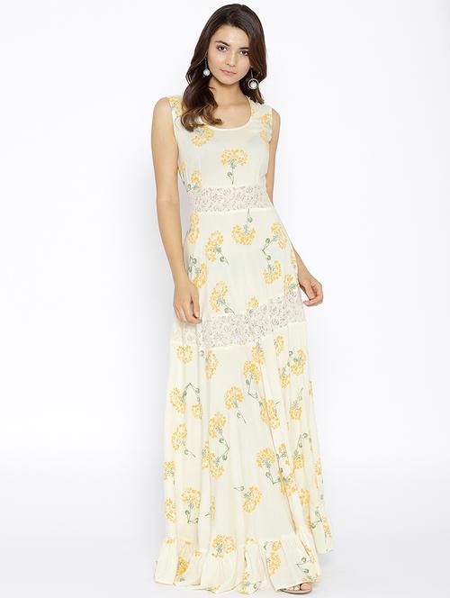 floral  lace inserts maxi dress - 15670197 -  Standard Image - 0