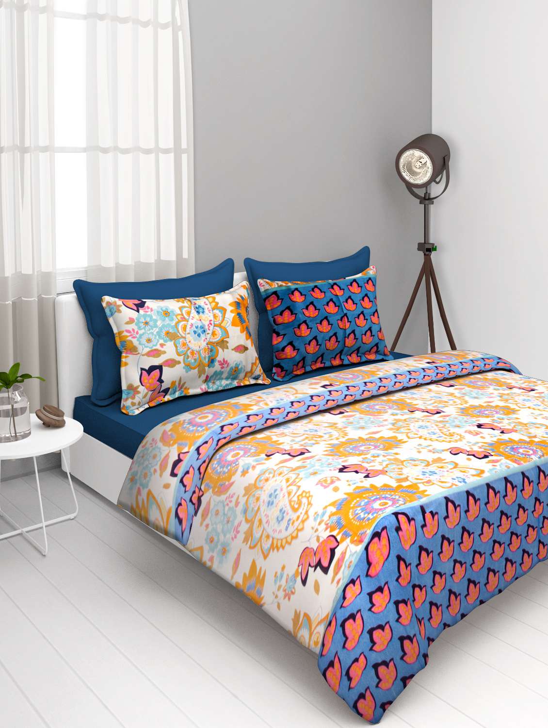 Double Bed Polycotton Bedsheet with 2 Pillow Covers