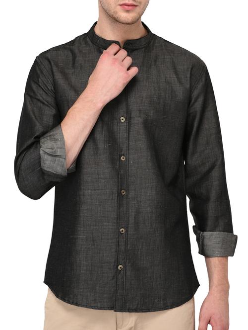 black cotton casual shirt - 15670944 - Standard Image - 0
