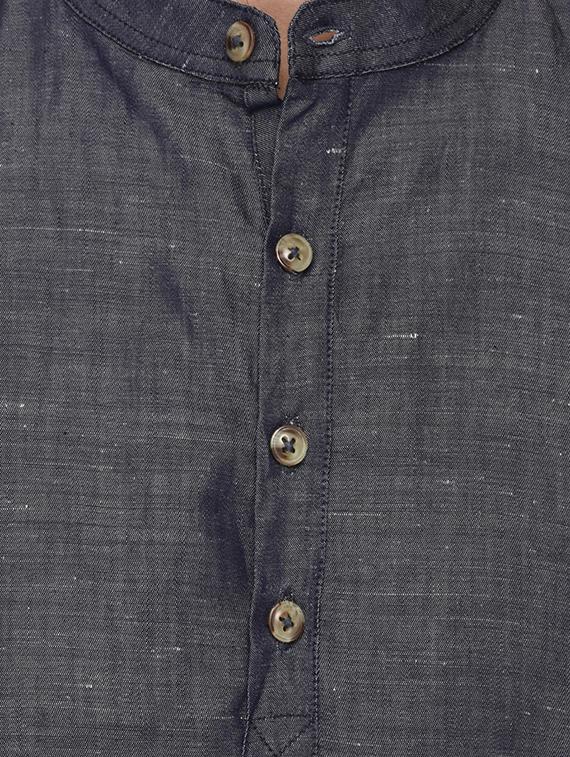 blue cotton short kurta - 15670959 - Standard Image - 3
