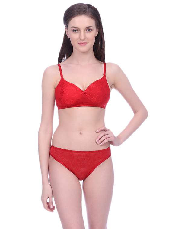 laced detachable bra & panty set - 15671013 -  Zoom Image - 0
