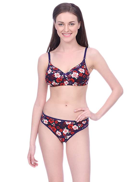 floral detachable bra & panty set - 15671029 - Zoom Image - 0