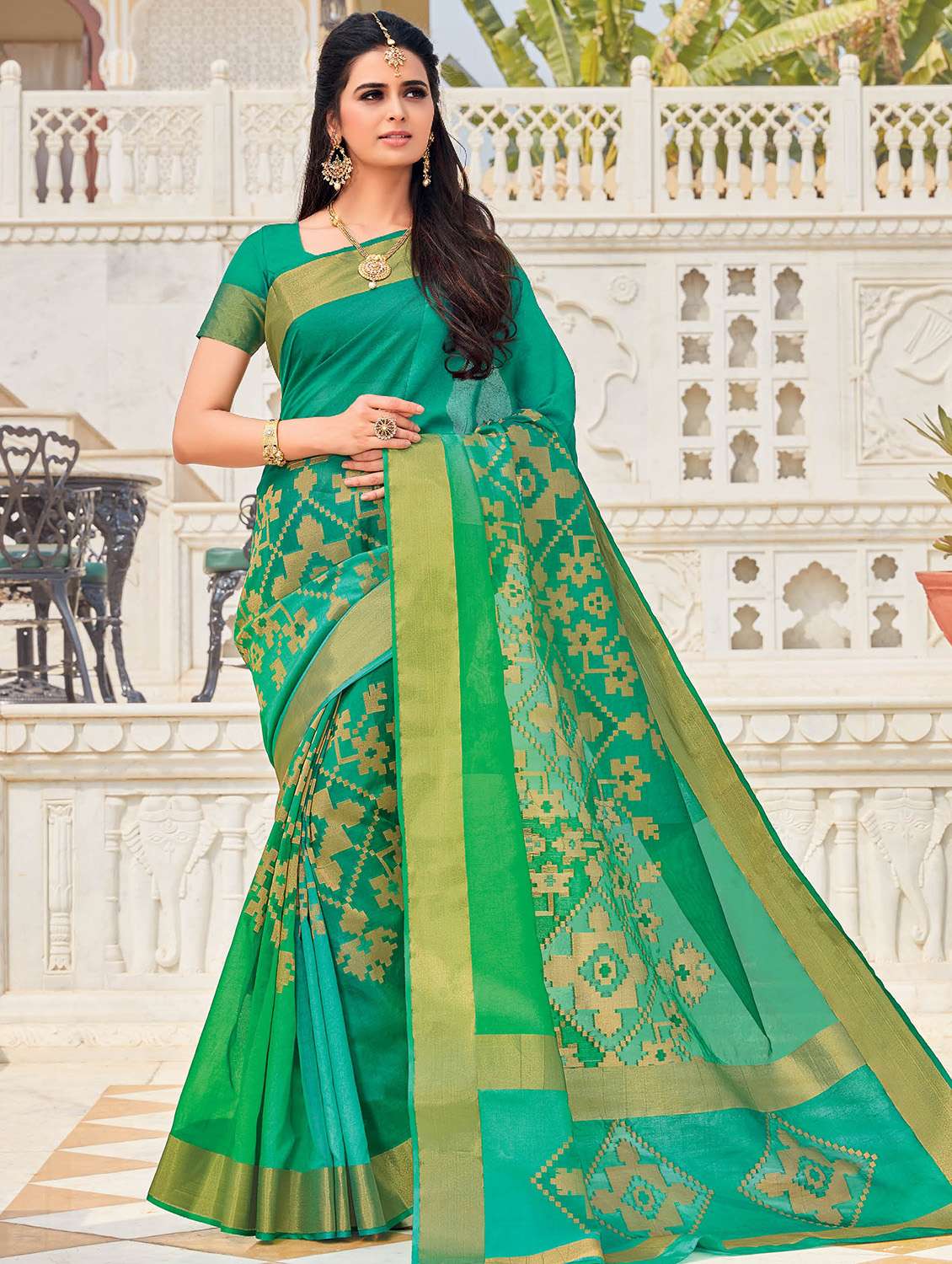 geometrical zari motif banarasi saree