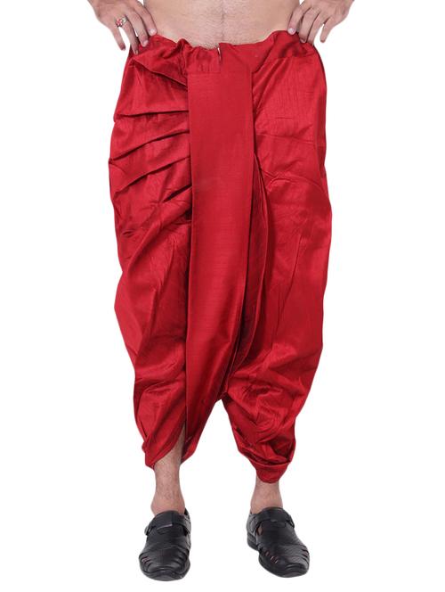 maroon silk blend dhoti - 15675864 - Standard Image - 0