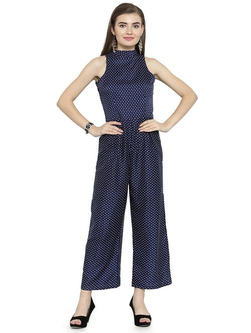 mock neck polka dotted full leg jumpsuit - 15675993 -  Standard Image - 0