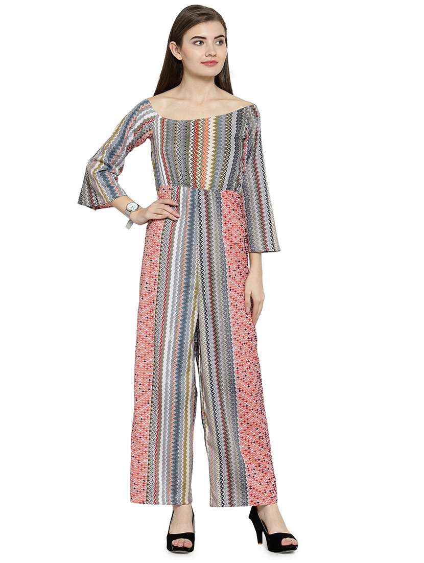 chevron print full leg jumpsuit - 15676004 -  Zoom Image - 0
