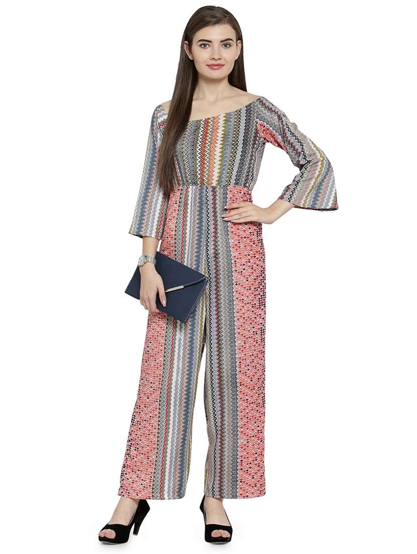 chevron print full leg jumpsuit - 15676004 -  Standard Image - 3