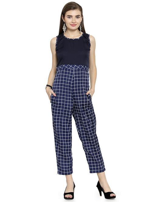 checkered full leg jumpsuit - 15676006 -  Standard Image - 0