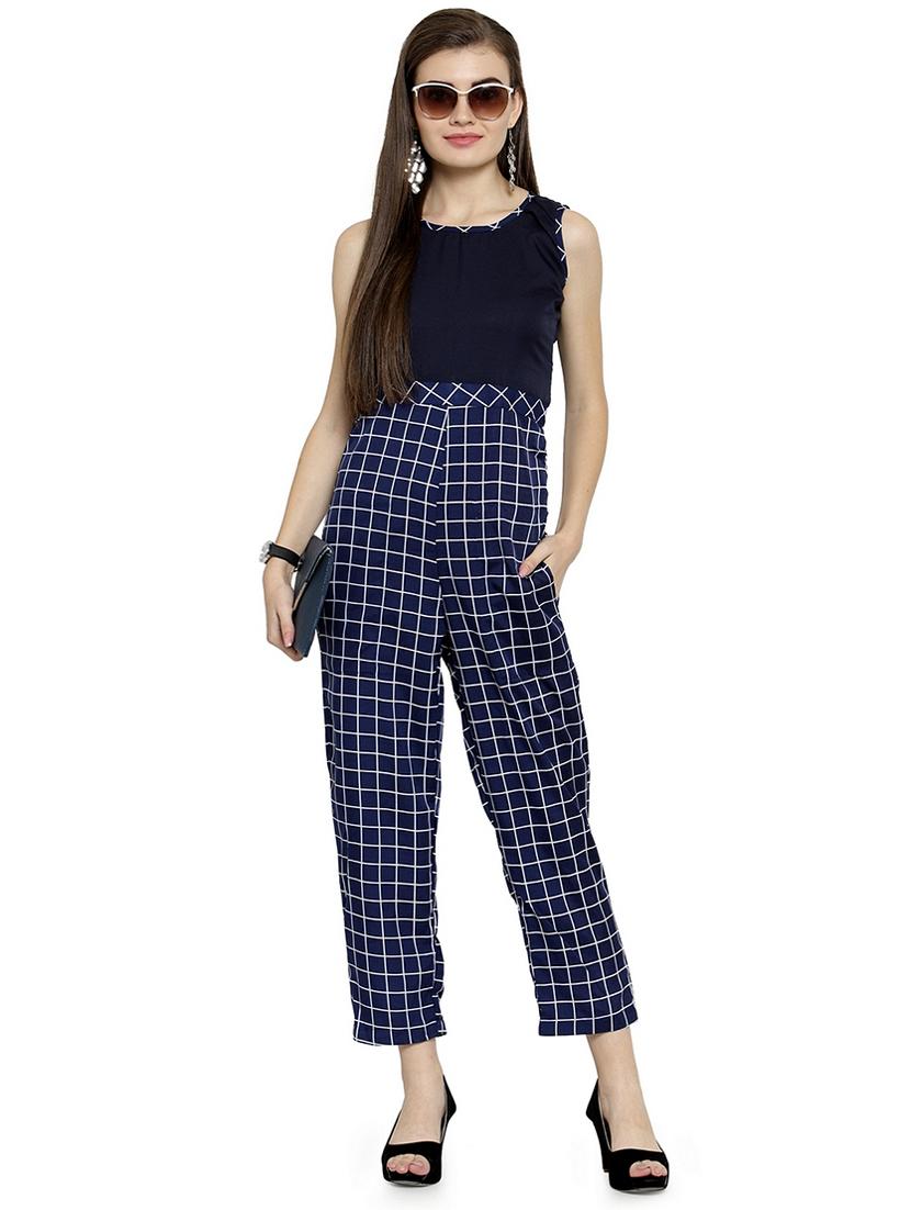 checkered full leg jumpsuit - 15676006 - Standard Image - 3