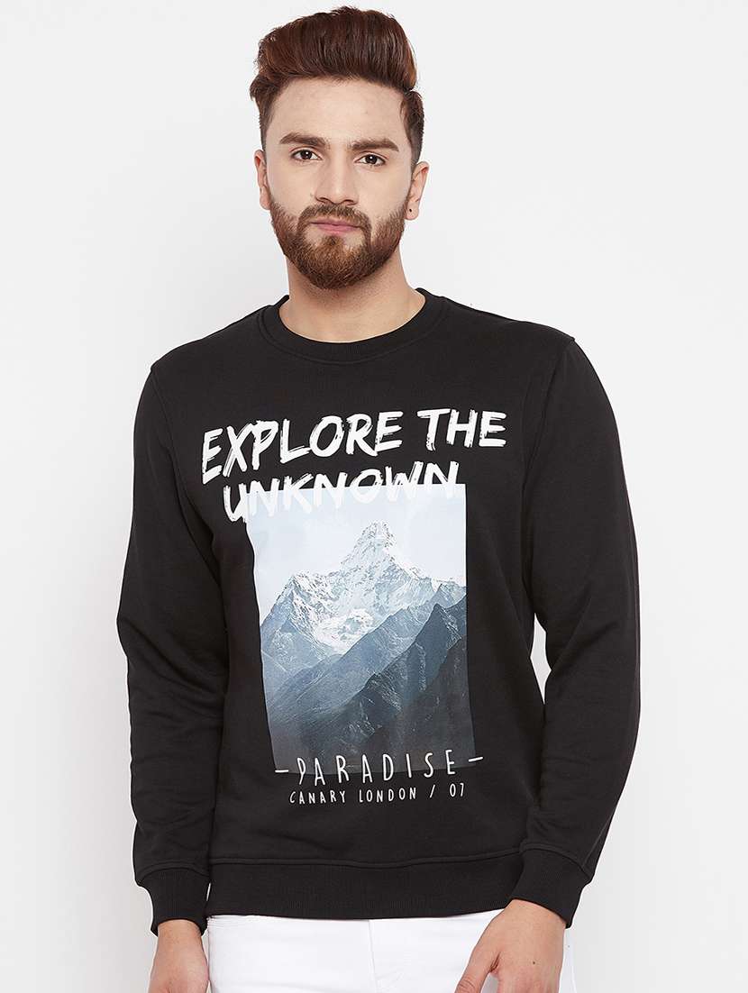black cotton front print sweatshirt - 15676128 - Zoom Image - 0
