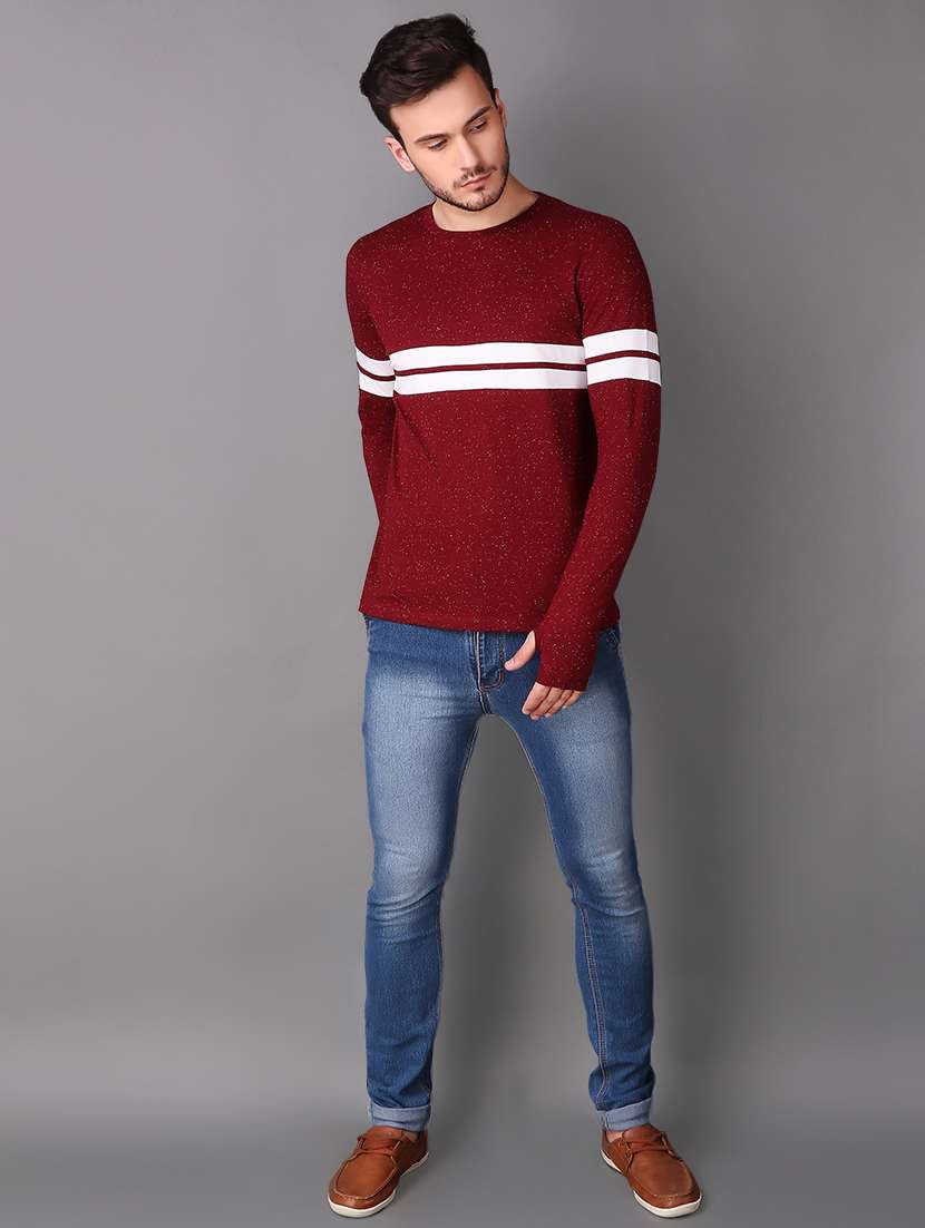maroon cotton thumb hole t-shirt - 15676142 -  Standard Image - 3