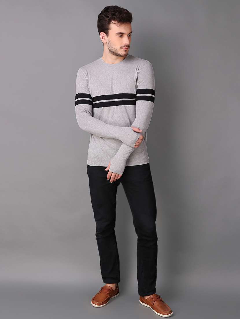 grey cotton thumb hole t-shirt - 15676145 - Standard Image - 3