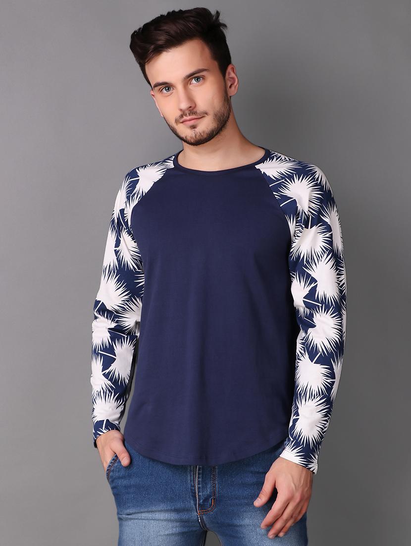 navy blue cotton raglan t-shirt - 15676151 - Zoom Image - 0