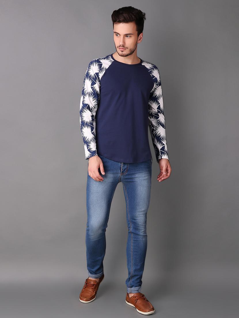 navy blue cotton raglan t-shirt - 15676151 - Standard Image - 3
