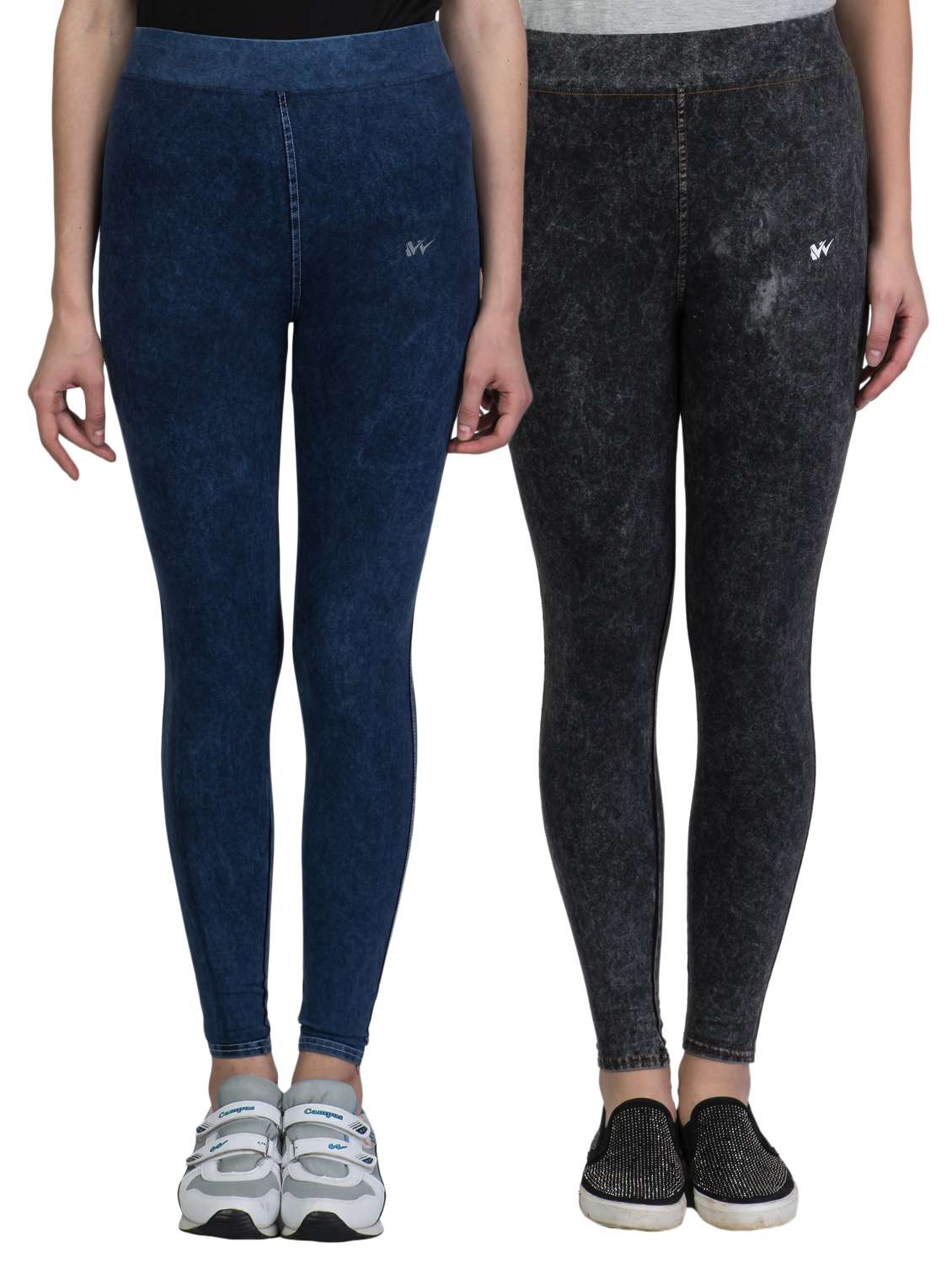 set of 2 multi colored cotton jeggings