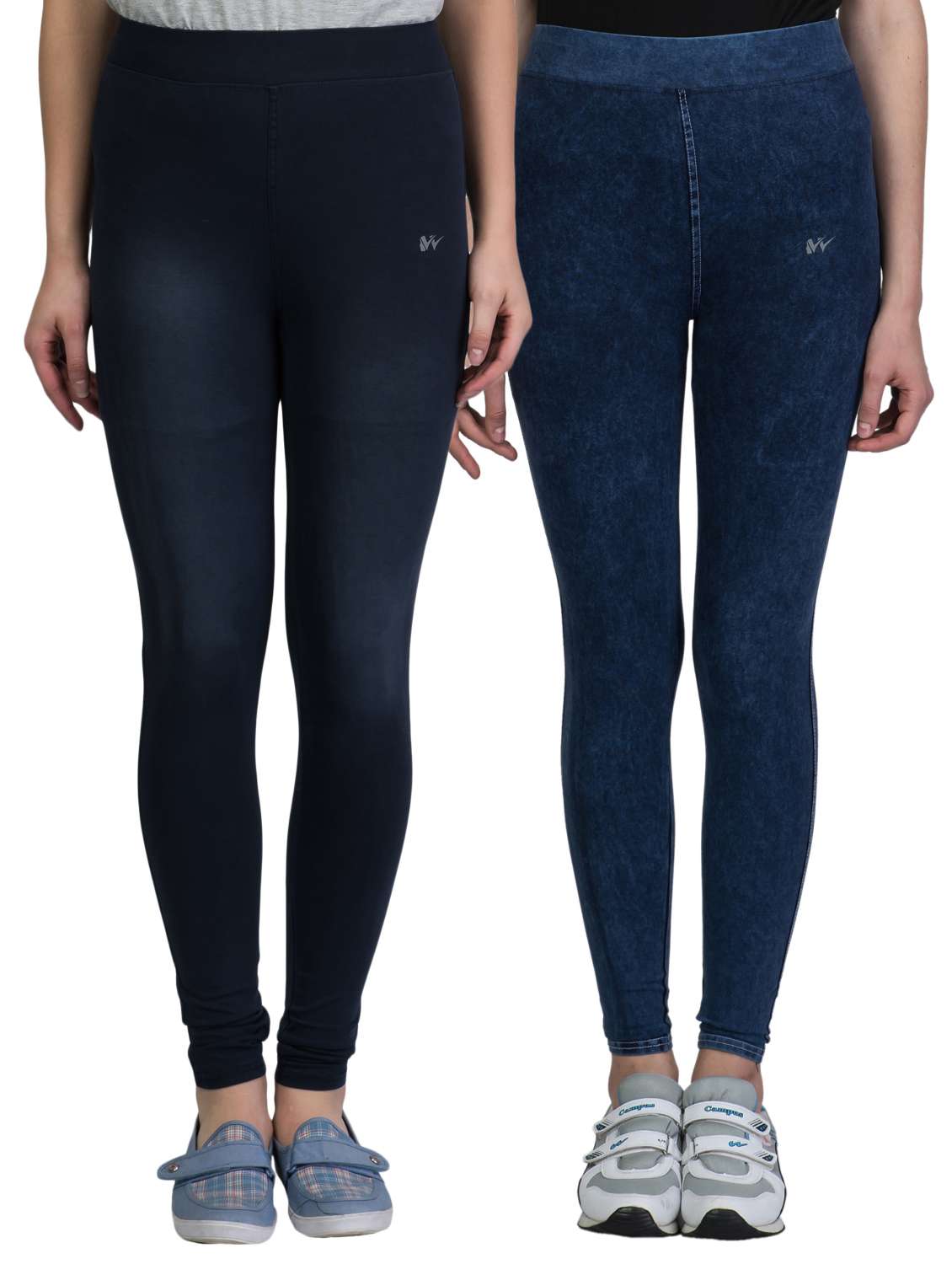 set of 2 multi colored cotton jeggings