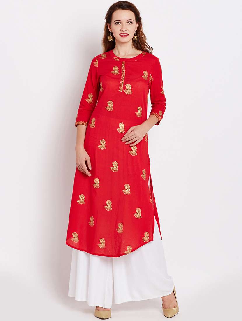 foil print straight kurta
