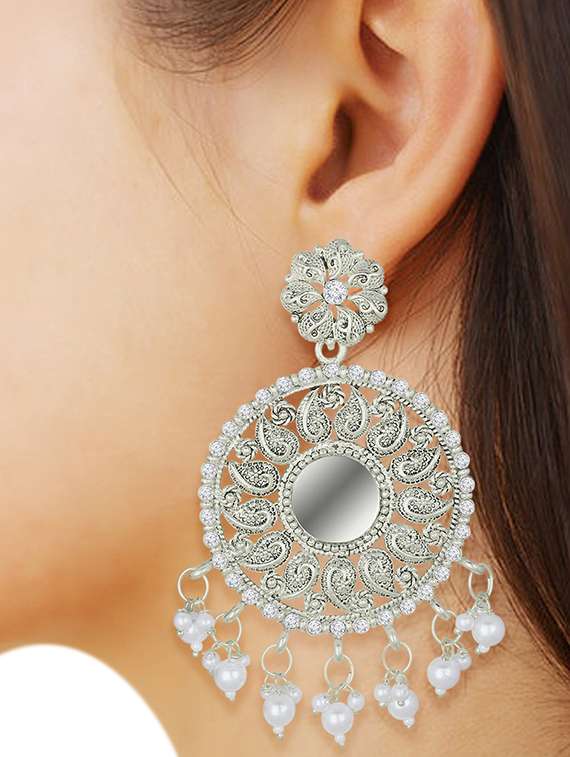 silver metal drop earring