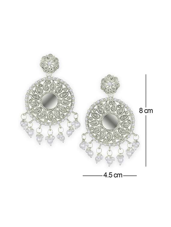 silver metal drop earring - 15678638 -  Standard Image - 3