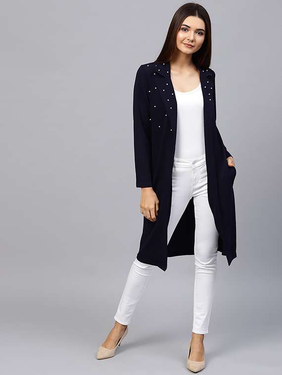 pearl embellished pocket detail shrug