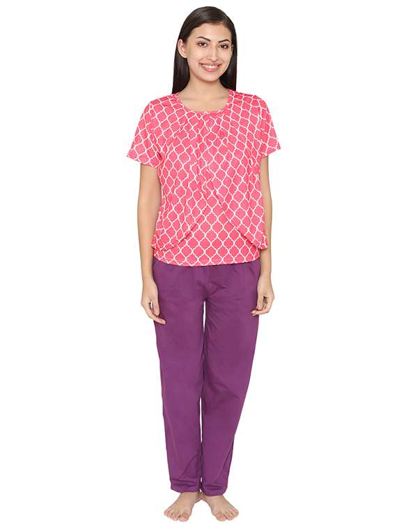 printed nightwear pajama set - 15679639 - Zoom Image - 0