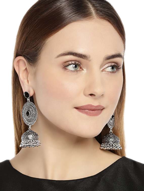 silver zinc jhumka earring
