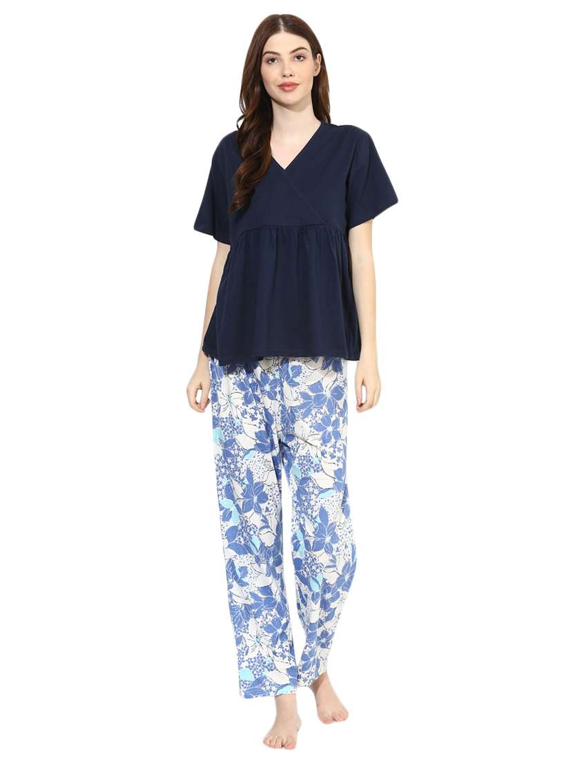 gathered top floral pyjama nightwear set
