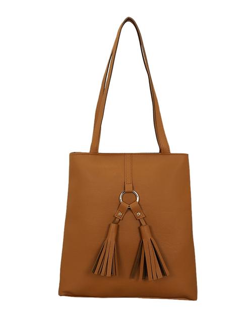 tan leatherette (pu) regular tote - 15681853 - Standard Image - 0