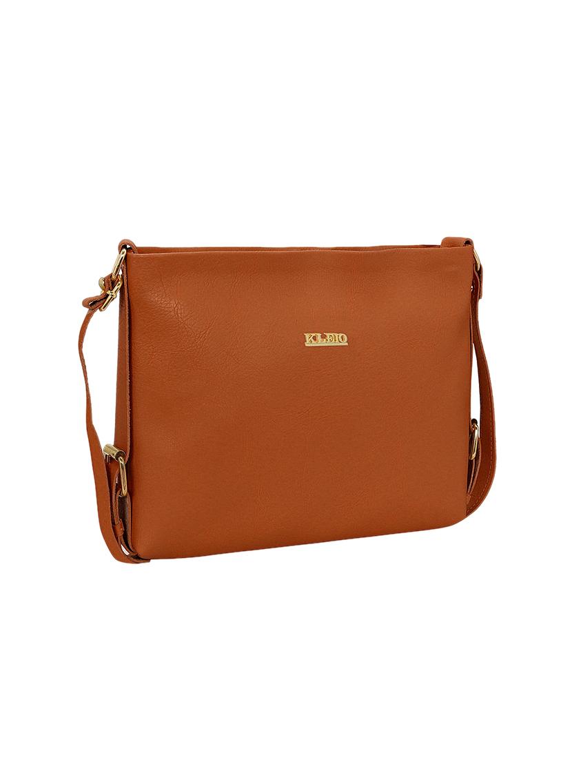 tan leatherette (pu) sling bag - 15681876 - Standard Image - 3