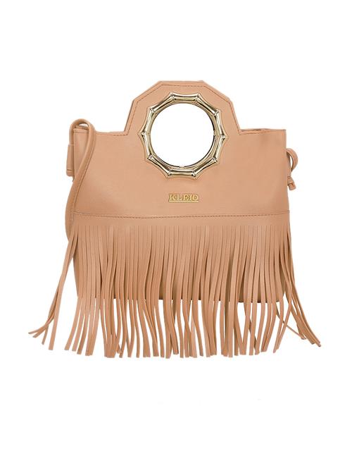 beige leatherette (pu) sling bag - 15681883 - Standard Image - 0