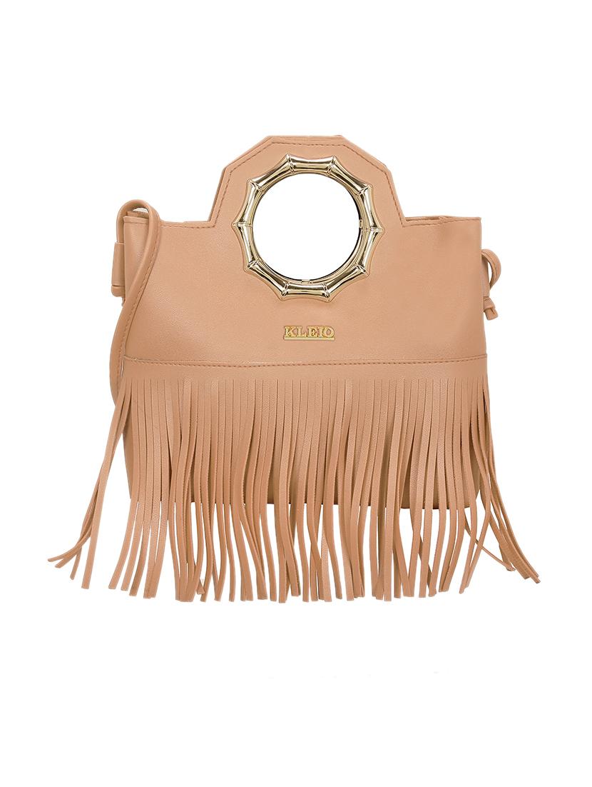 beige leatherette (pu) sling bag - 15681883 - Zoom Image - 0