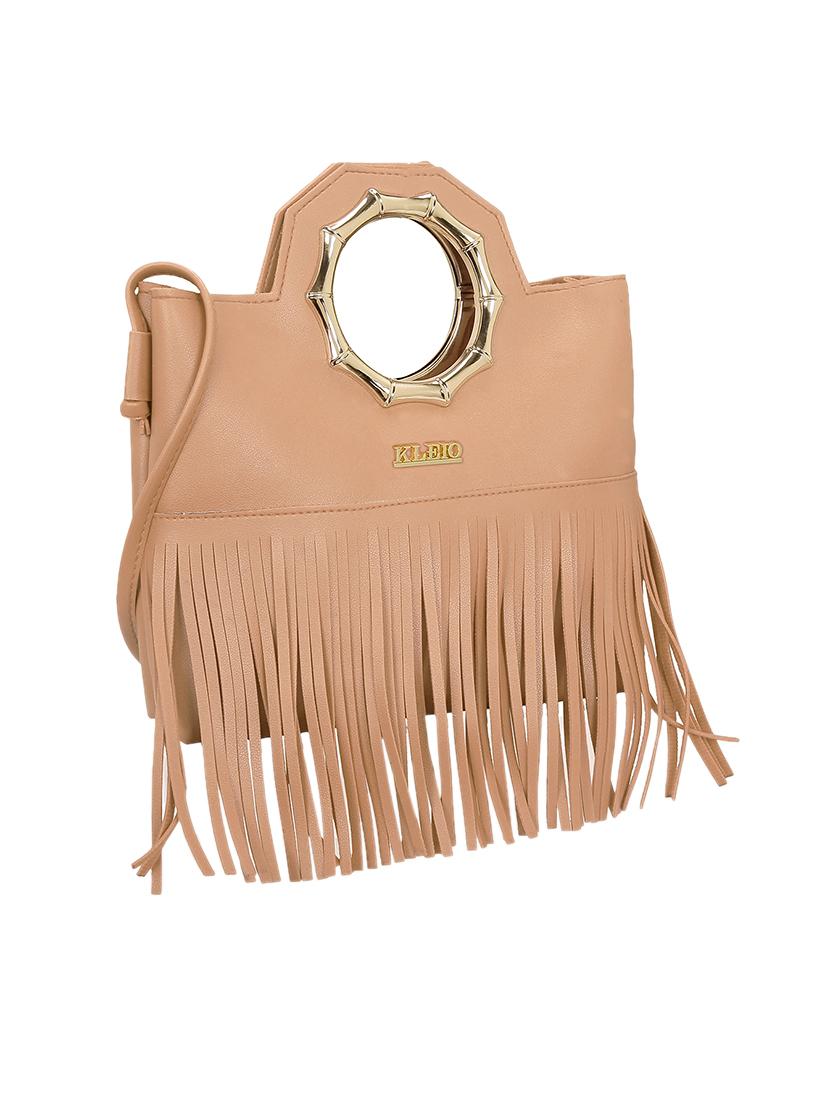 beige leatherette (pu) sling bag - 15681883 - Standard Image - 3