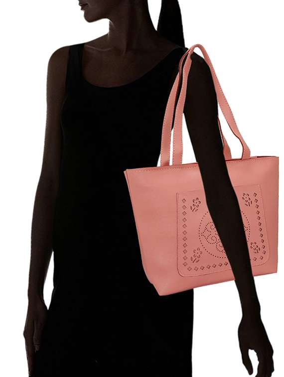pink leatherette (pu) regular tote - 15681931 -  Standard Image - 5