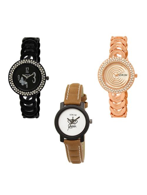set of 3 round dial analog watch combo -(lk201-202-209) - 15682109 - Standard Image - 0