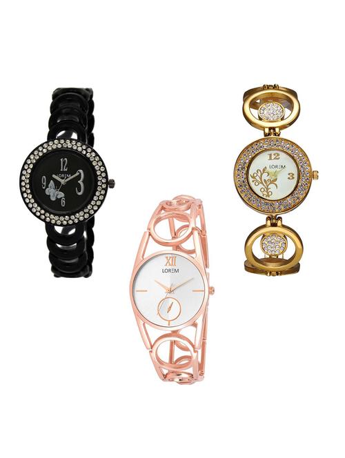set of 3 round dial analog watch combo -(lk201-204-213) - 15682170 - Standard Image - 0