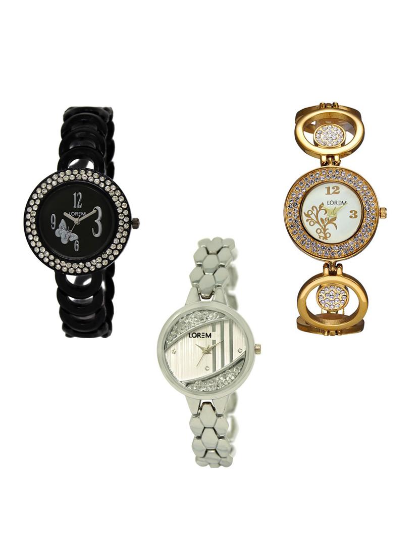 set of 3 round dial analog watch combo -(lk201-204-223) - 15682179 - Zoom Image - 0