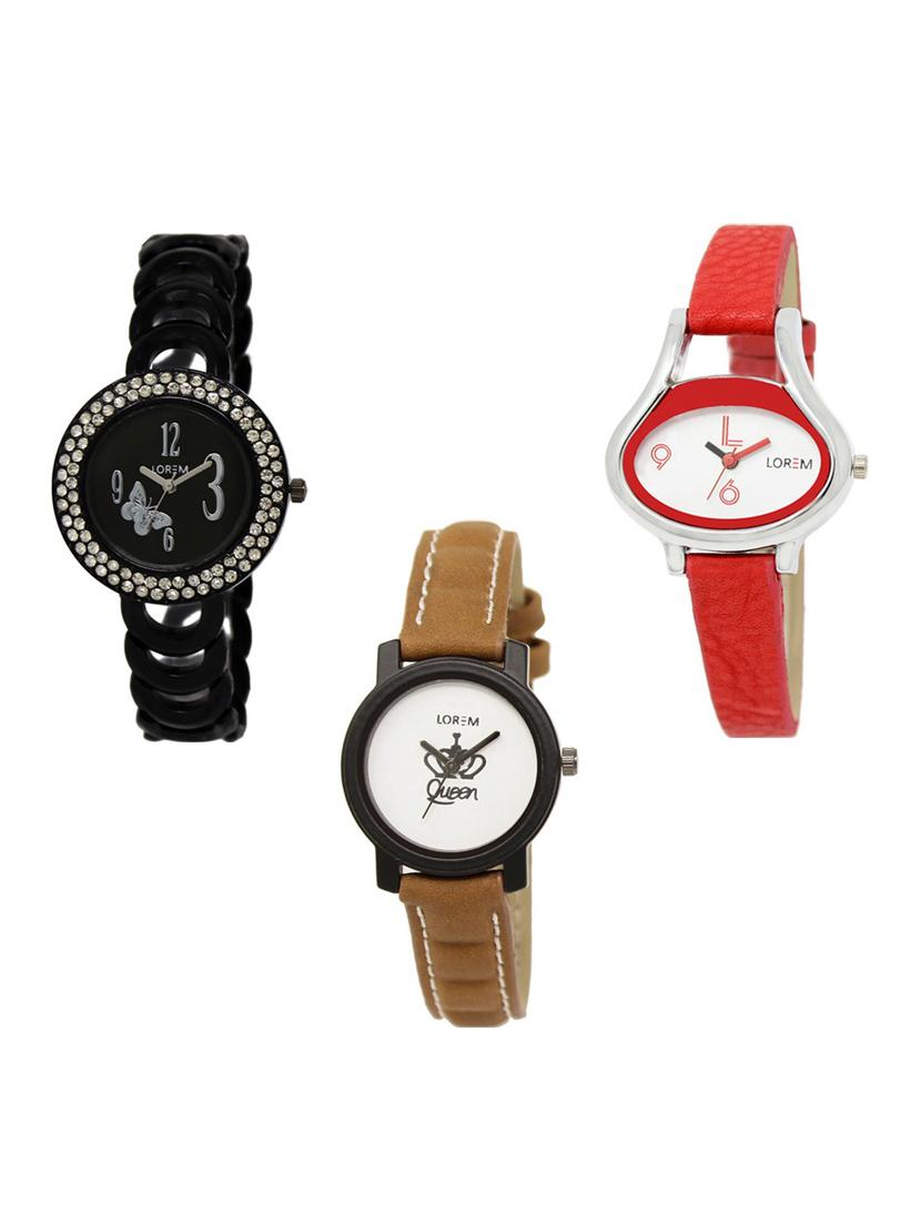 set of 3 round dial analog watch combo -(lk201-206-209) - 15682230 - Zoom Image - 0