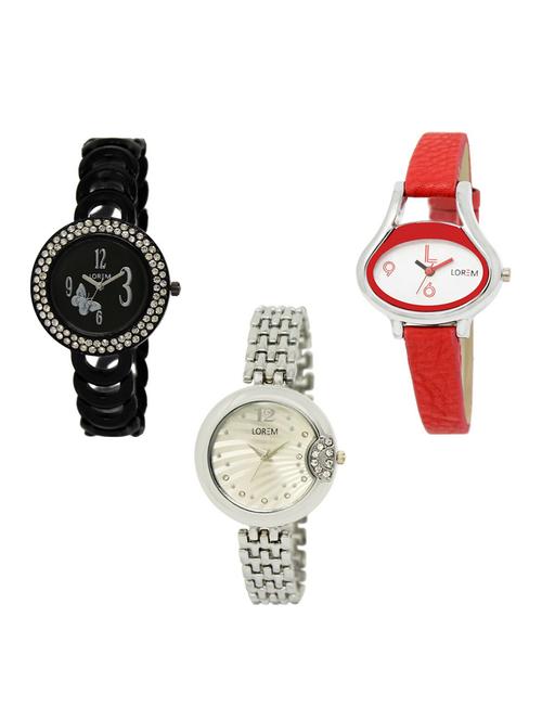 set of 3 round dial analog watch combo -(lk201-206-227) - 15682247 - Standard Image - 0