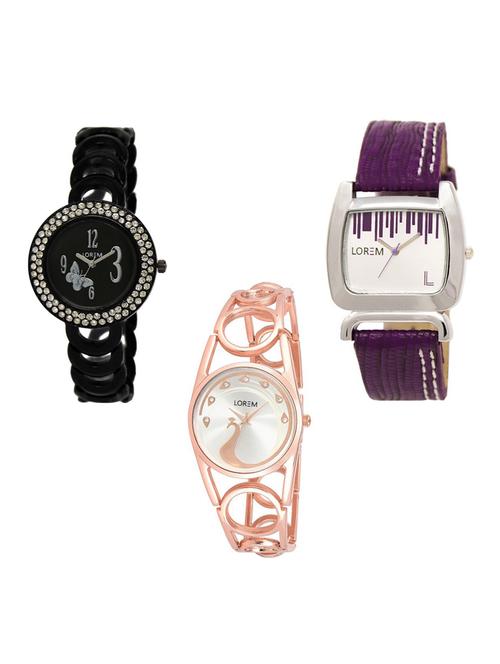set of 3 round dial analog watch combo -(lk201-207-232) - 15682283 -  Standard Image - 0