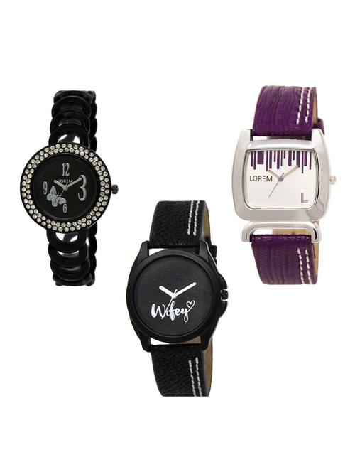 set of 3 round dial analog watch combo -(lk201-207-234) - 15682285 -  Standard Image - 0
