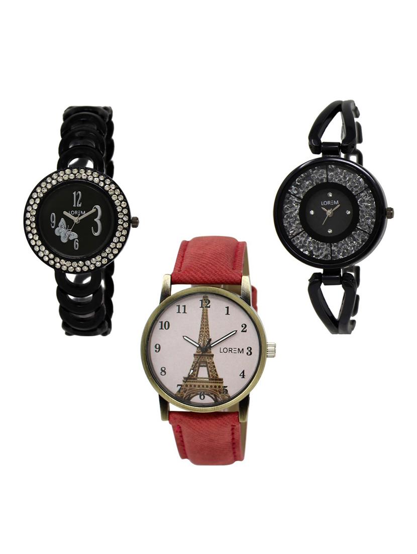 set of 3 round dial analog watch combo -(lk201-211-230) - 15682386 - Zoom Image - 0
