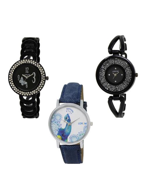 set of 3 round dial analog watch combo -(lk201-211-241) - 15682394 - Standard Image - 0