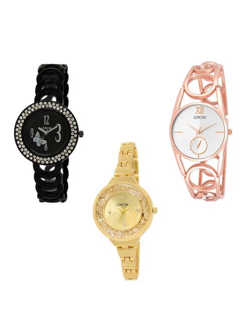 set of 3 round dial analog watch combo -(lk201-213-224) - 15682423 - Standard Image - 0