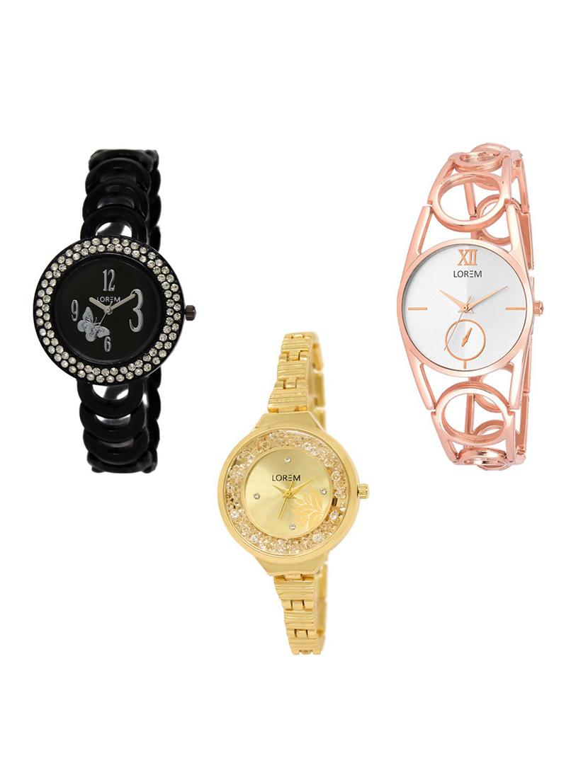 set of 3 round dial analog watch combo -(lk201-213-224) - 15682423 - Zoom Image - 0