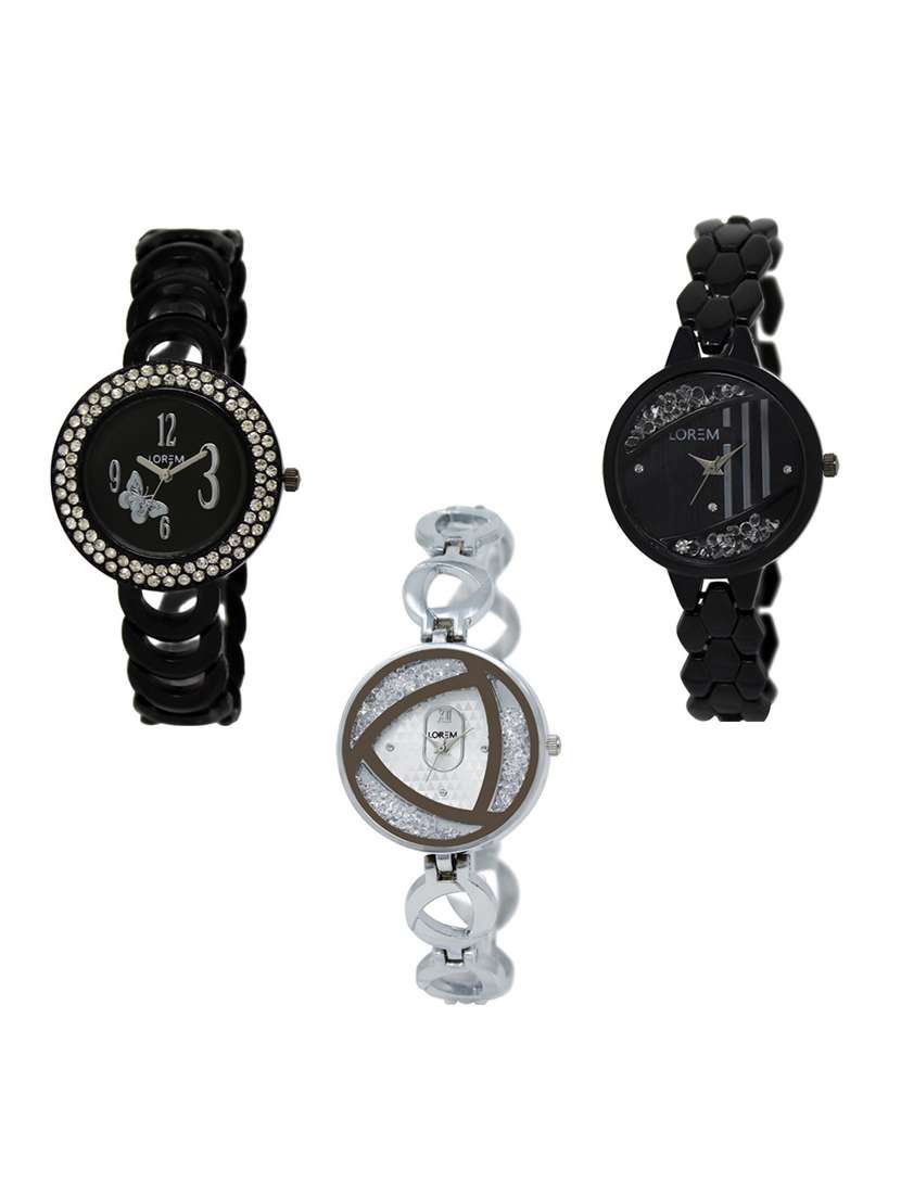 Set of 3 round dial analog watch combo -(LK201-221-240)
