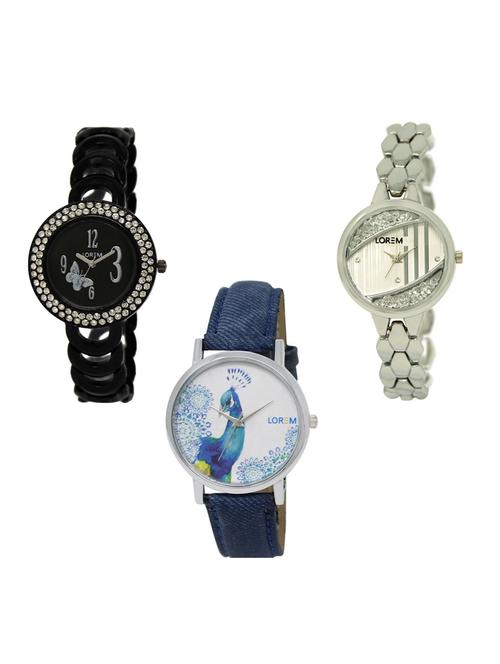 set of 3 round dial analog watch combo -(lk201-223-241) - 15682582 - Standard Image - 0