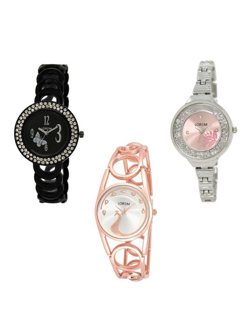 set of 3 round dial analog watch combo -(lk201-226-232) - 15682613 - Standard Image - 0