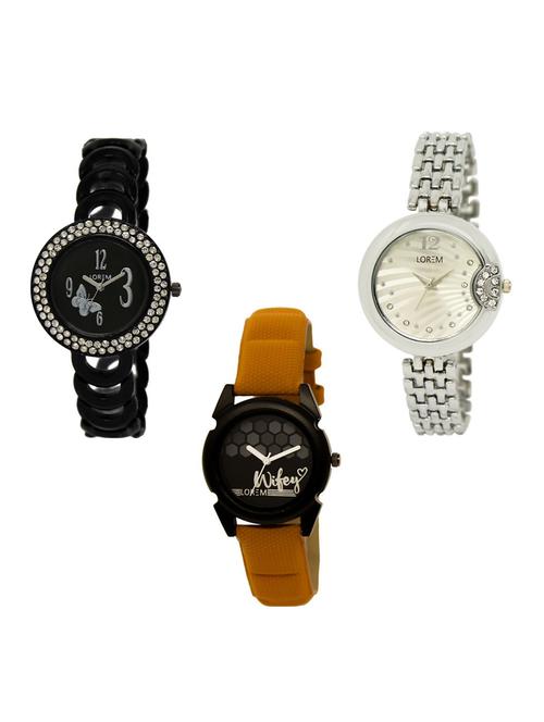 set of 3 round dial analog watch combo -(lk201-227-235) - 15682626 -  Standard Image - 0
